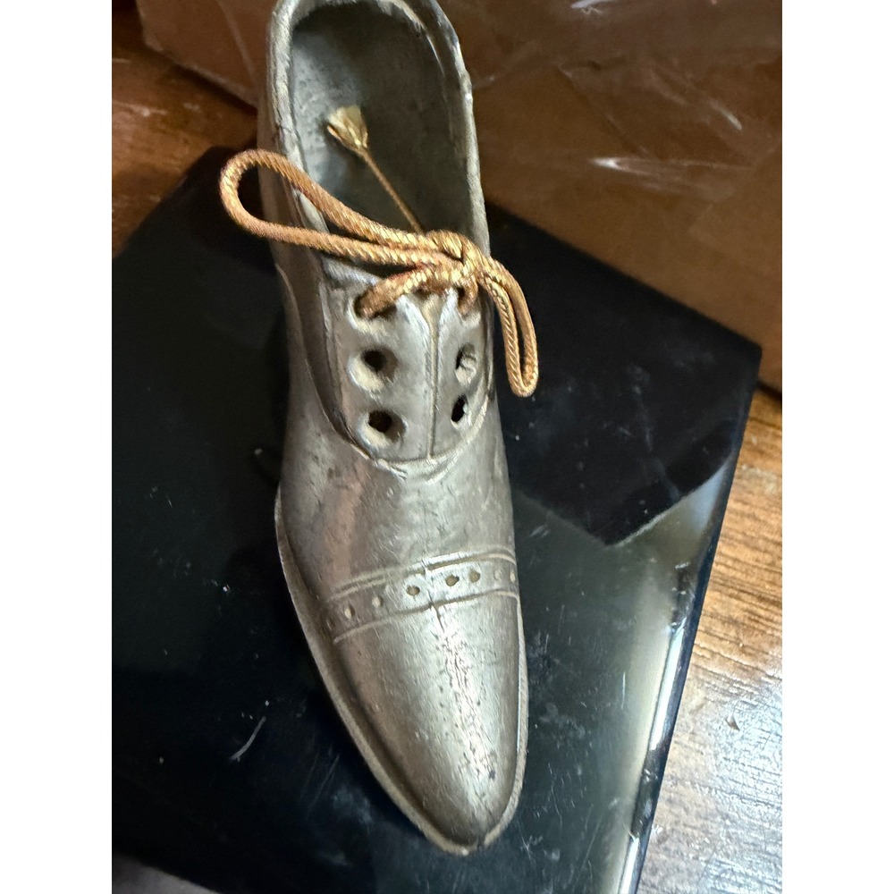 Vintage Cast Metal Oxford Shoe Figurine Brogue Style Gentleman Decor